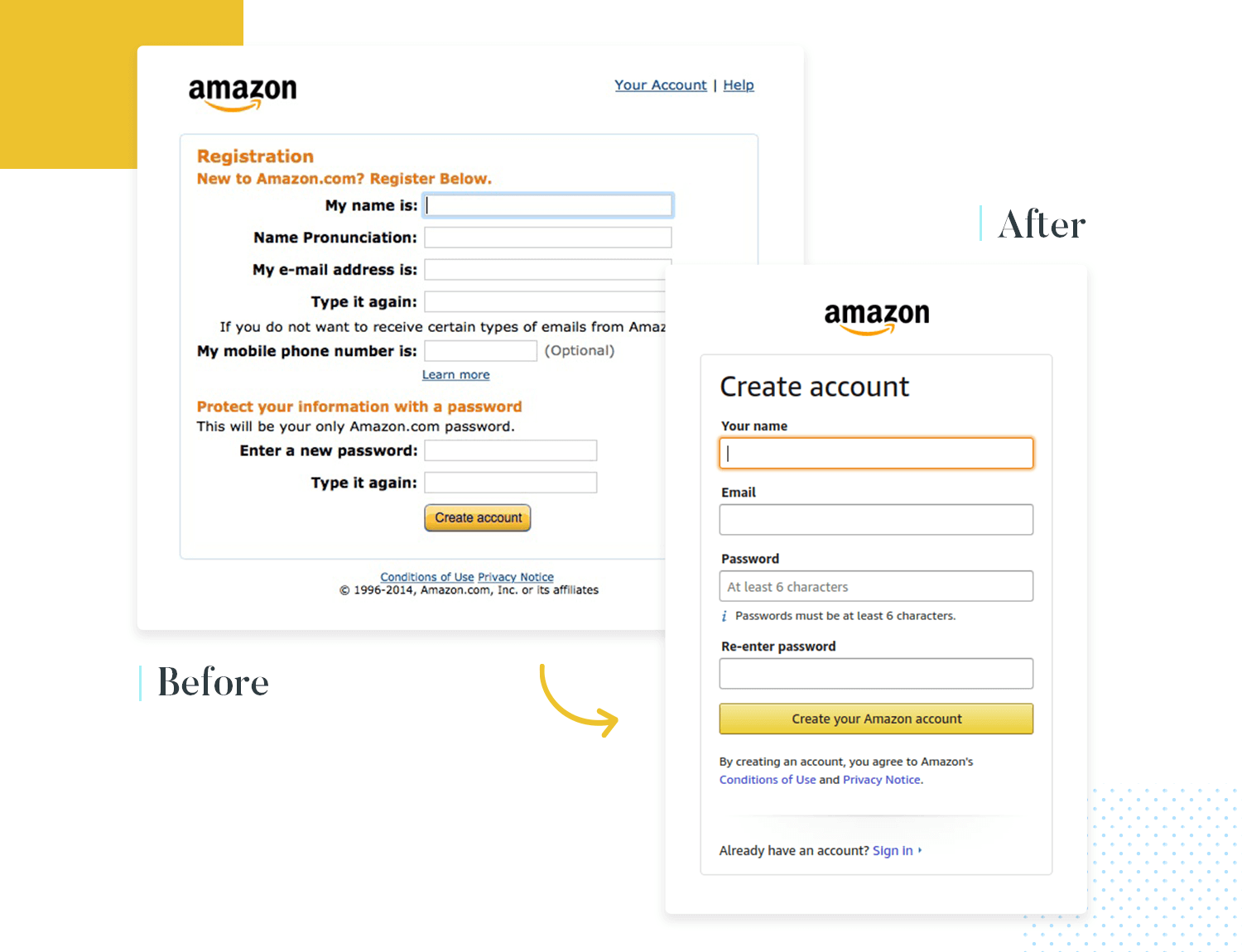 example of perception of complexity in form design - from amazon