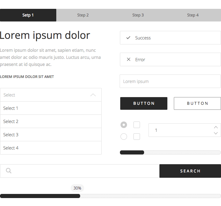 example of UI component kit for form design: wireframing