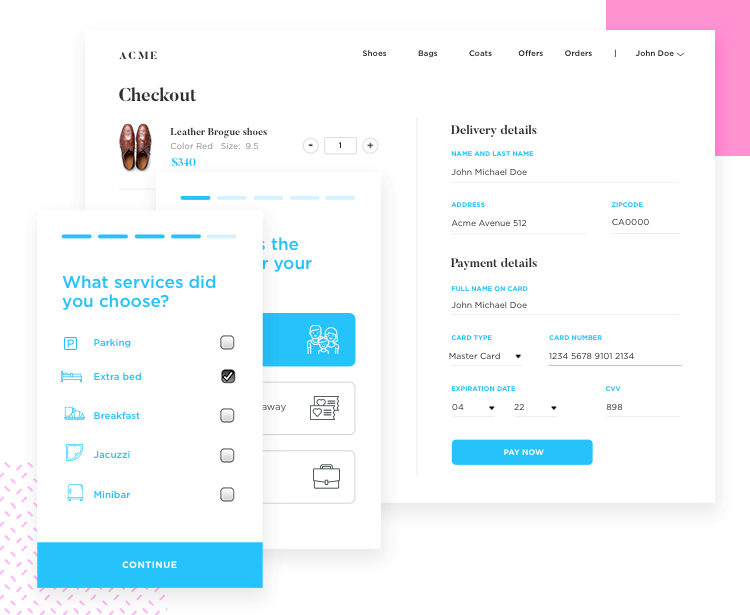 Justinmind Forms and Surveys UI kit - a collection of elements and components
