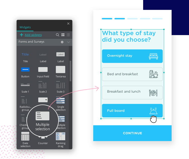 Justinmind Forms and Surveys UI kit - multiple selection buttons with built-in interactions