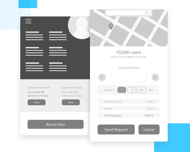 app wireframe template for loan concept