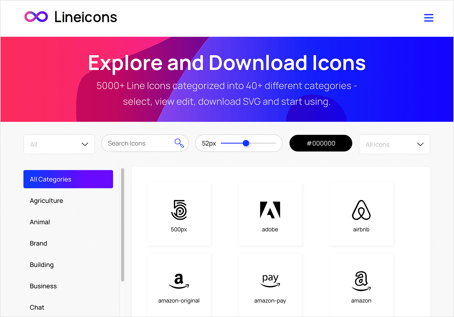 Categories - Free web icons