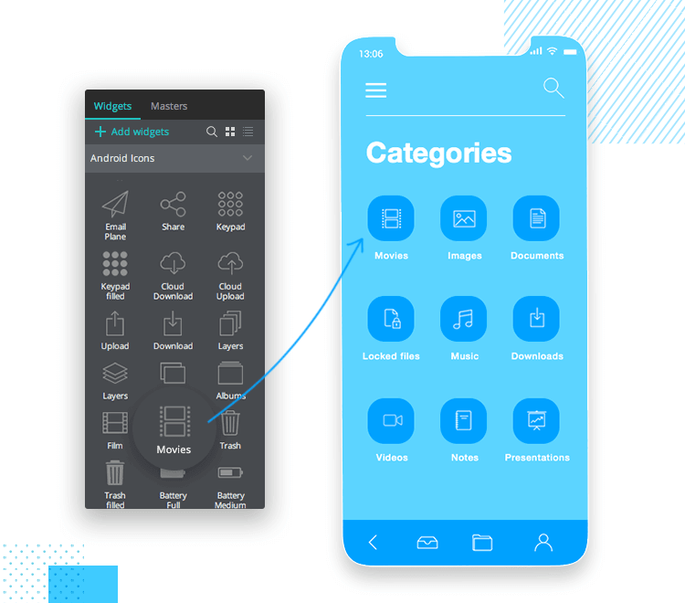 iOS Icons UI kit - creating the categories page