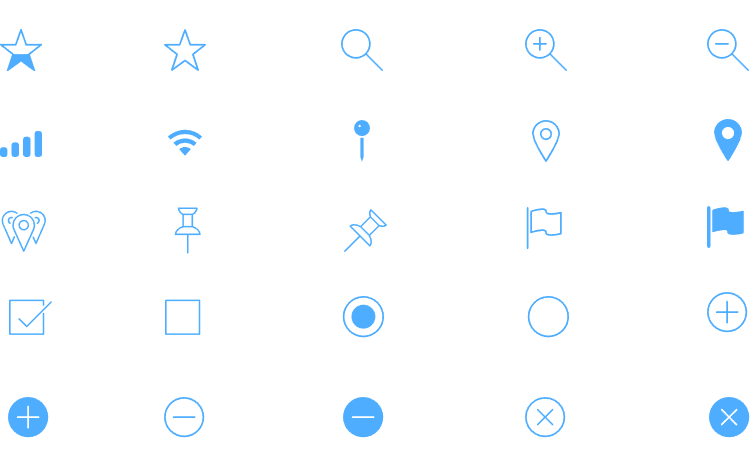 iOS Icons UI kit - reflects the latest Human Interaction trends