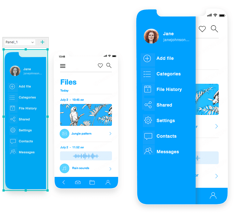 iOS Icons UI kit - how to create a slide menu
