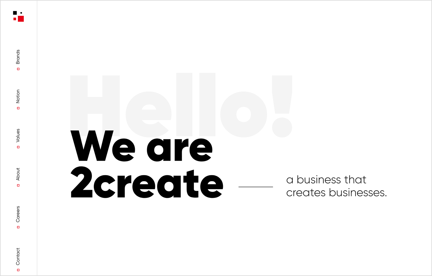 2Create website featuring bold typography and minimalist flat design