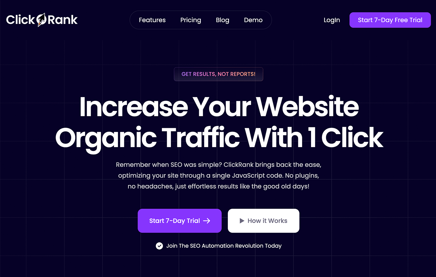 ClickRank flat website design with a bold, modern SEO-focused layout.