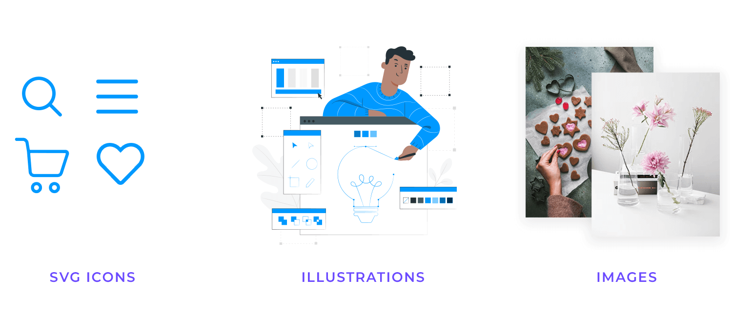 Flat design example using SVG icons, vector illustrations, and clean imagery.