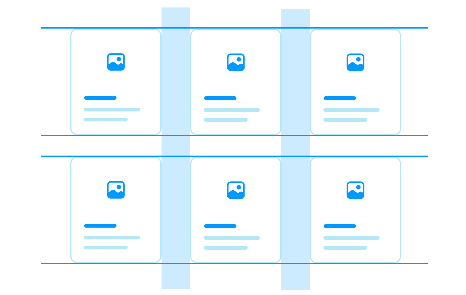 Grid layout of card UI with multiple content blocks in rows