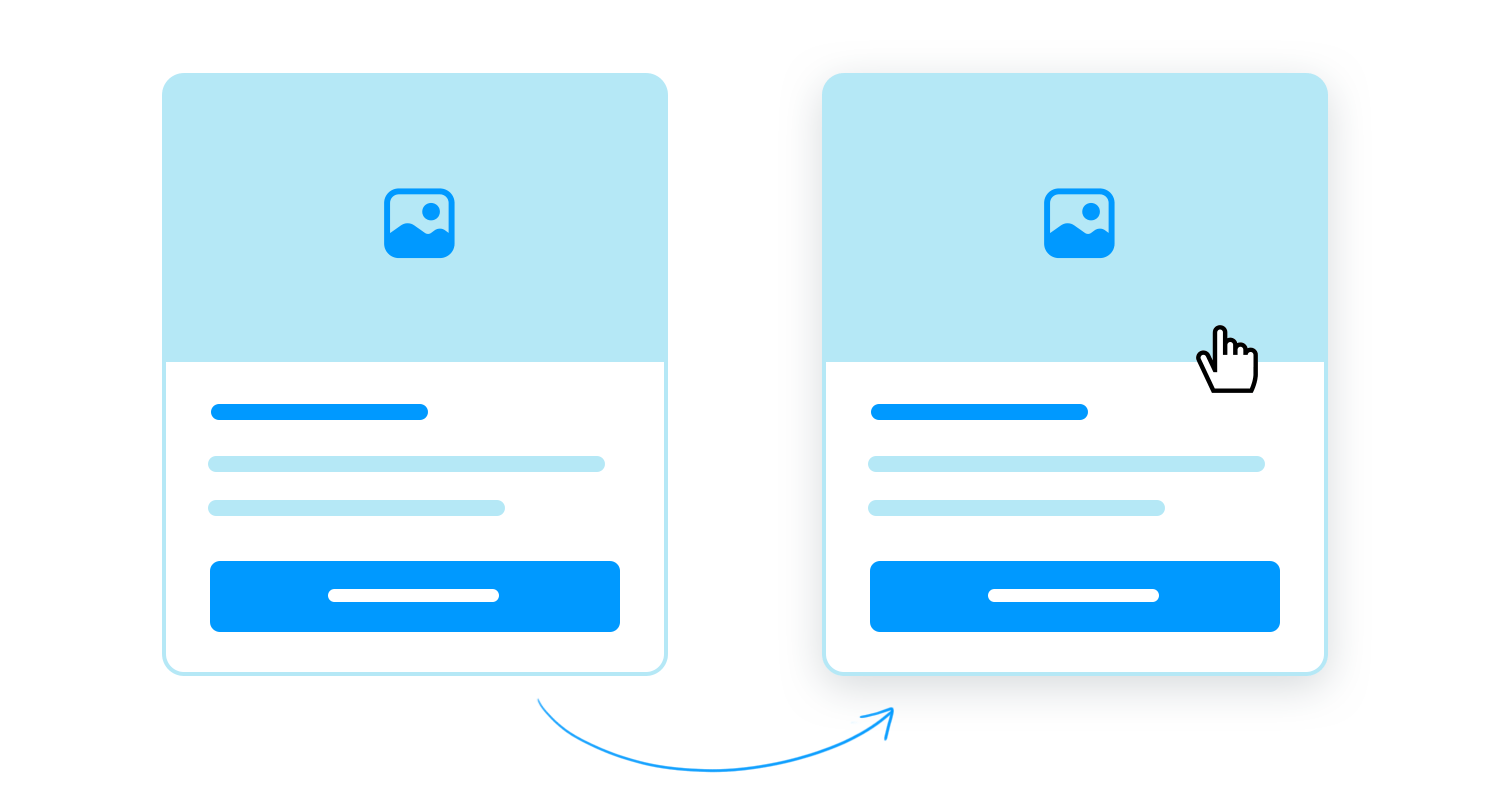 Interactive card UI with hover effect and clickable button