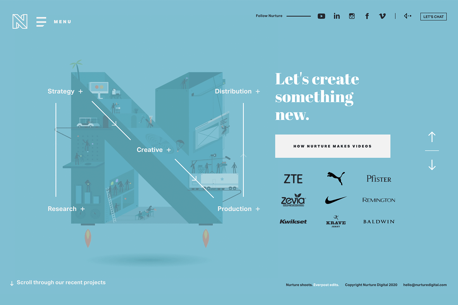 Nurture Digital flat website design with a creative layout and minimal style.