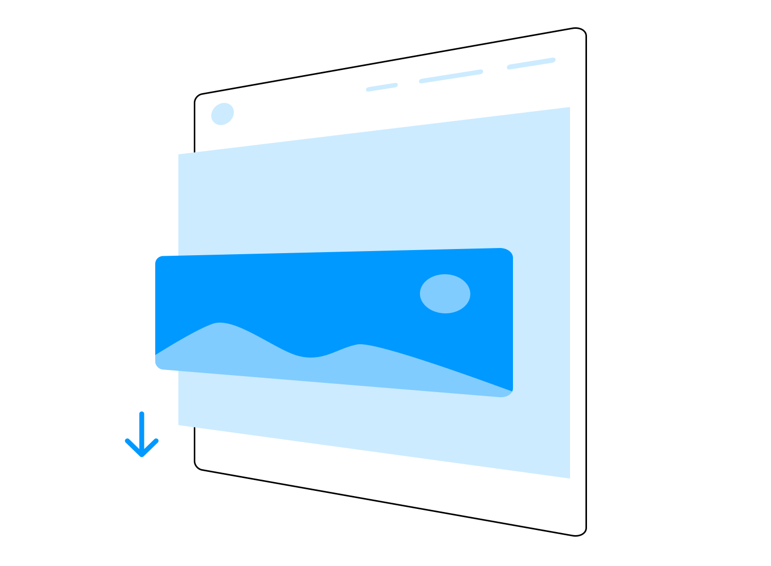 Illustration of parallax scrolling navigation with layered elements creating a sense of depth
