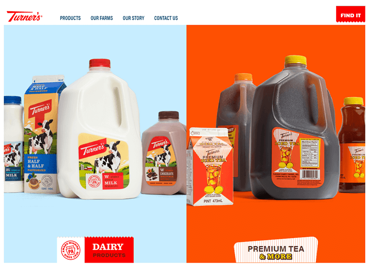 Flat website design - Turner's Dairy