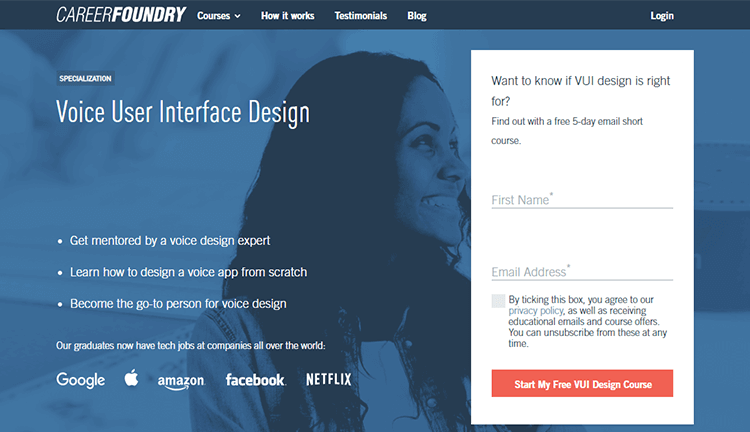 voice user interface design course at careerfoundry