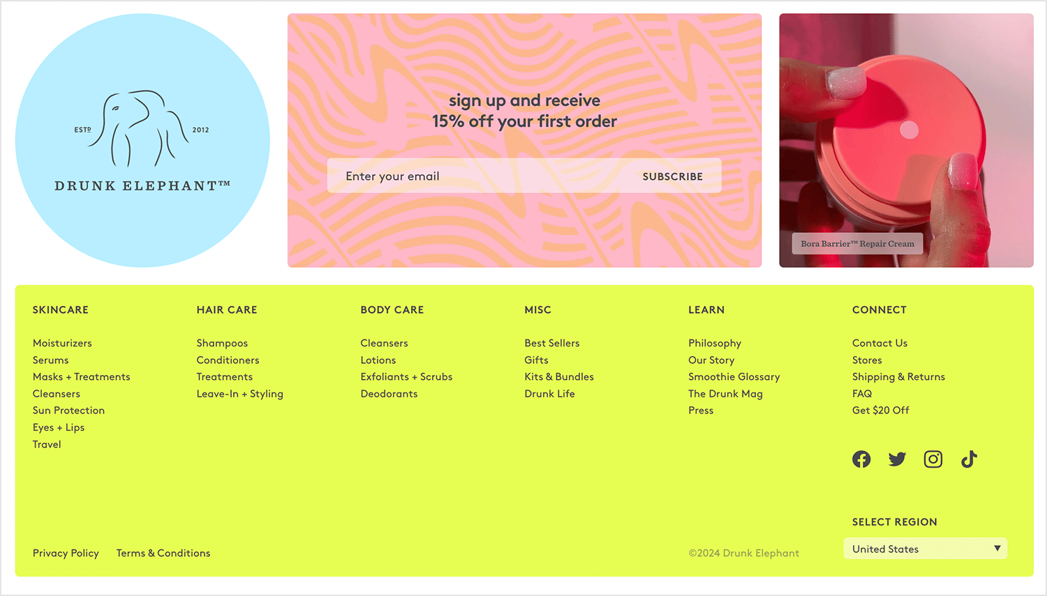 website-footer examples drunk elephant