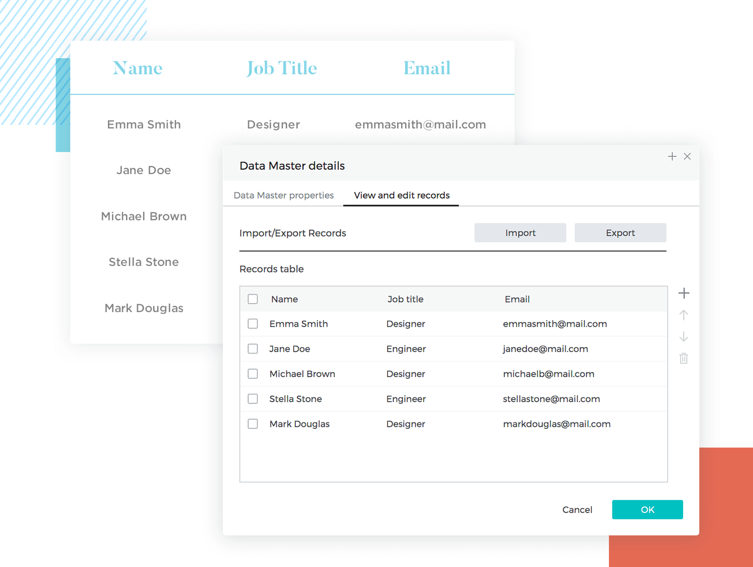 data modern ui table styles