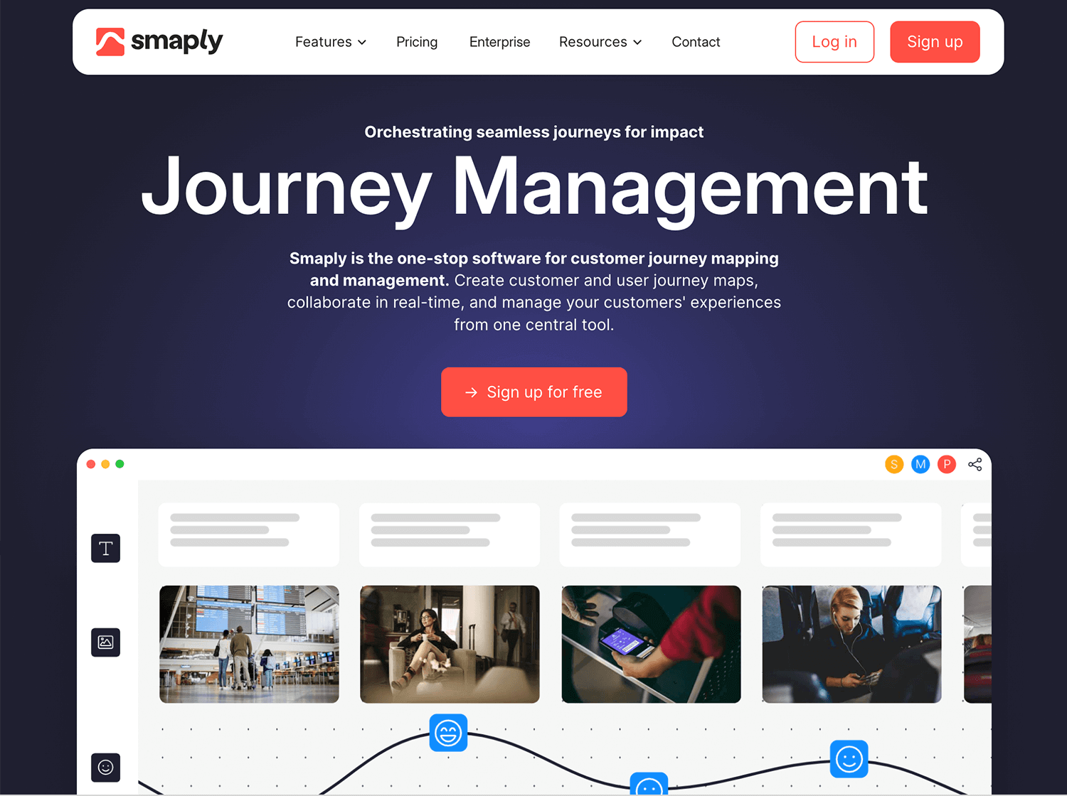 Smaply platform for journey management and user journey mapping with collaboration features and centralized tools