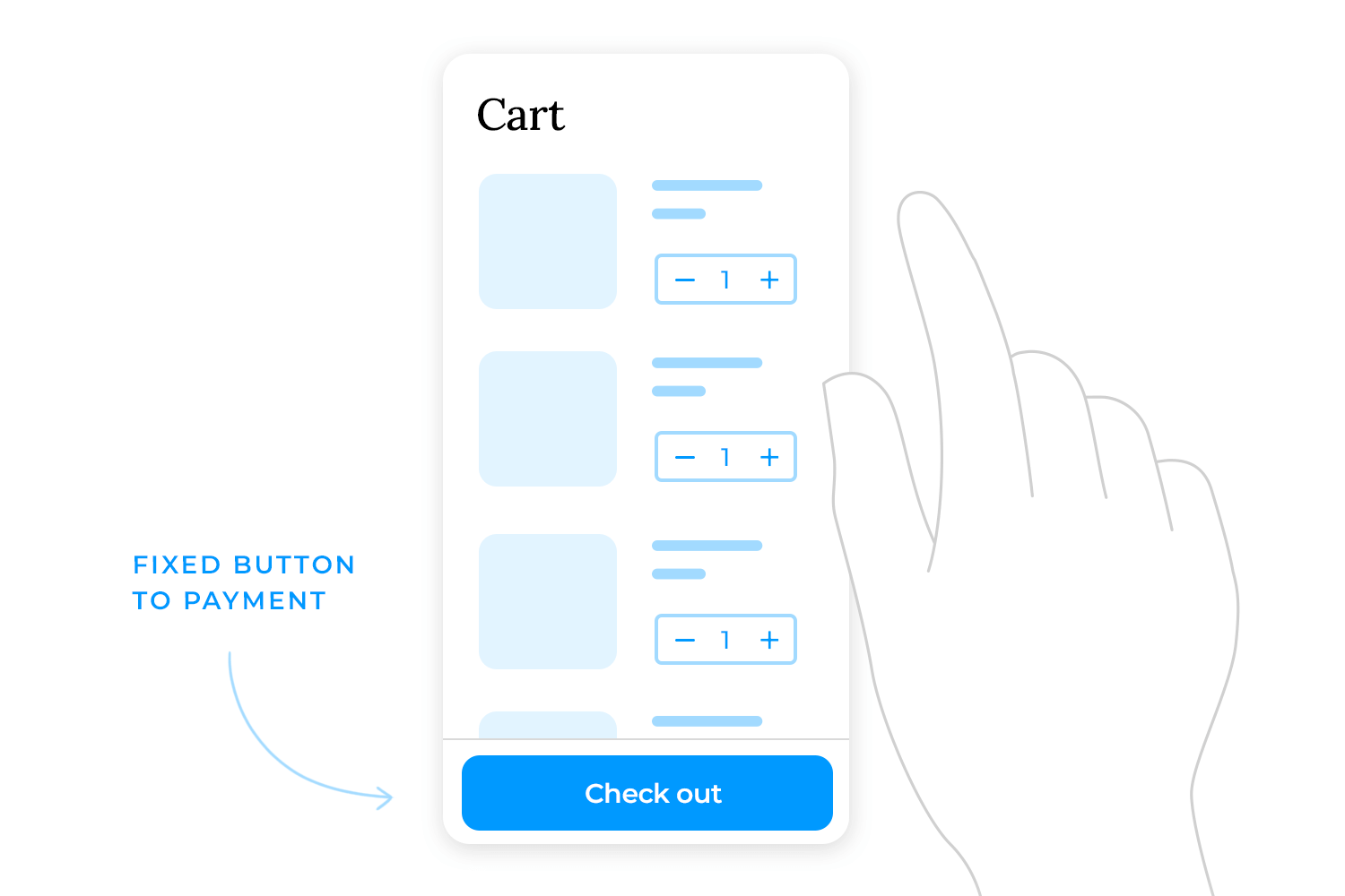 Sticky checkout button for seamless mobile UX.