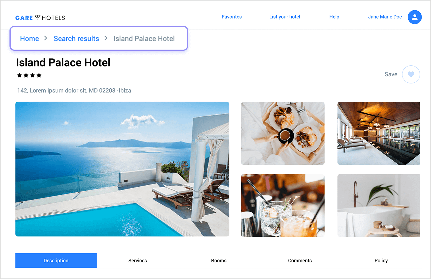 breadcrumb website examples hotel booking