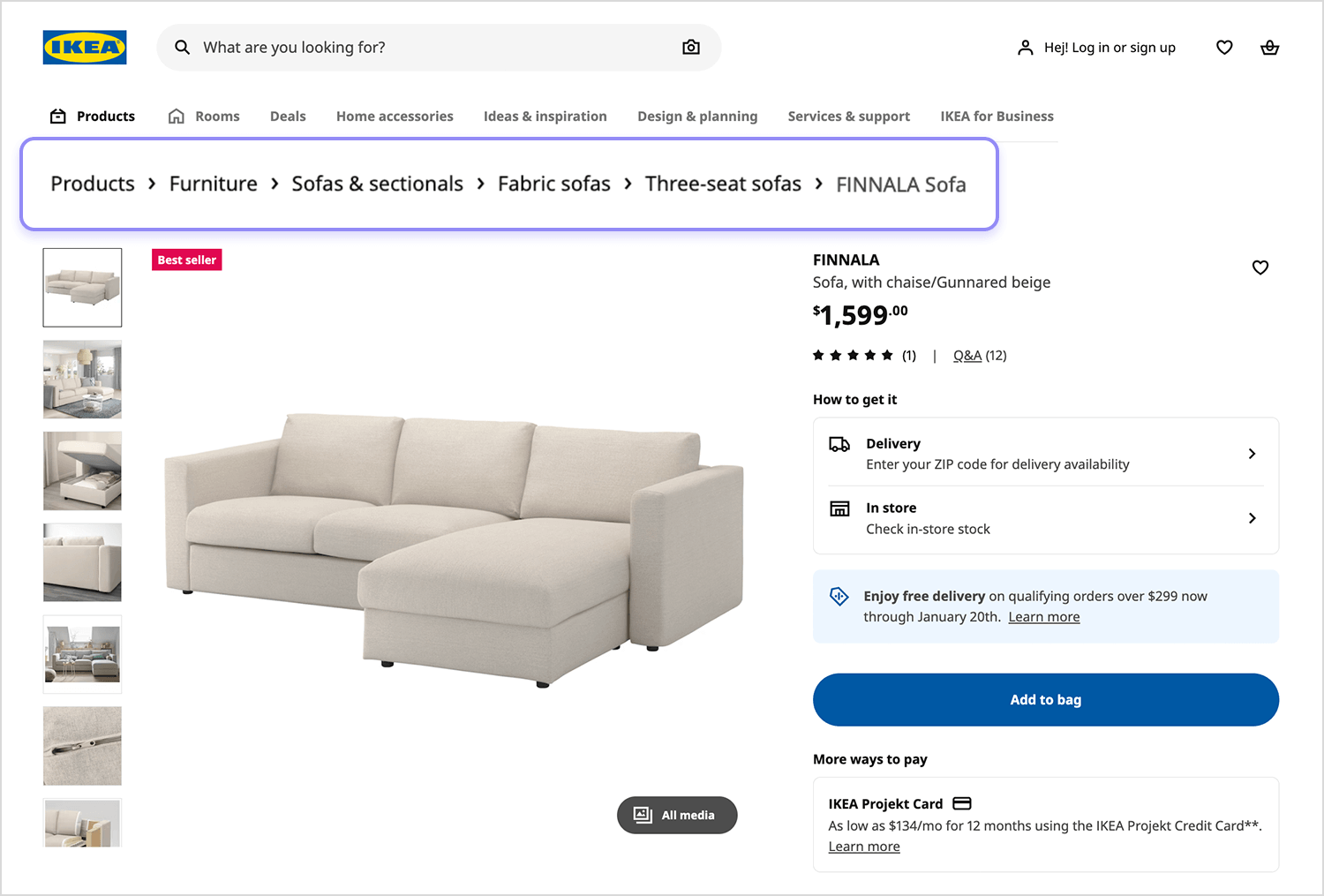 breadcrumb website examples ikea