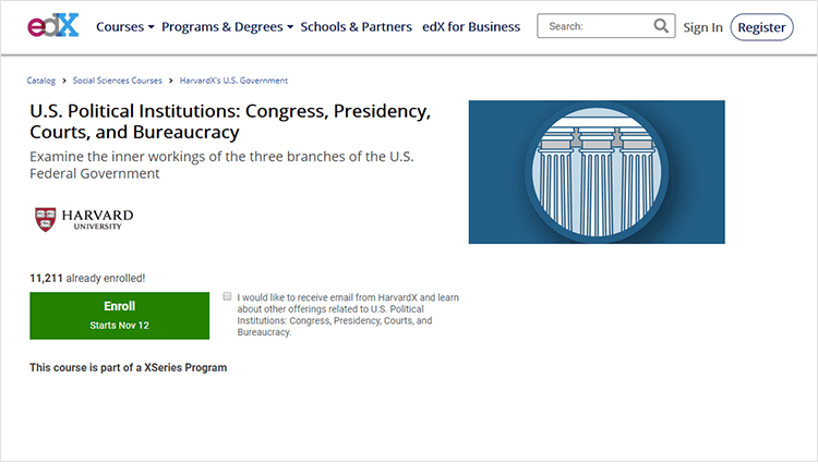 edX breadcrumb example