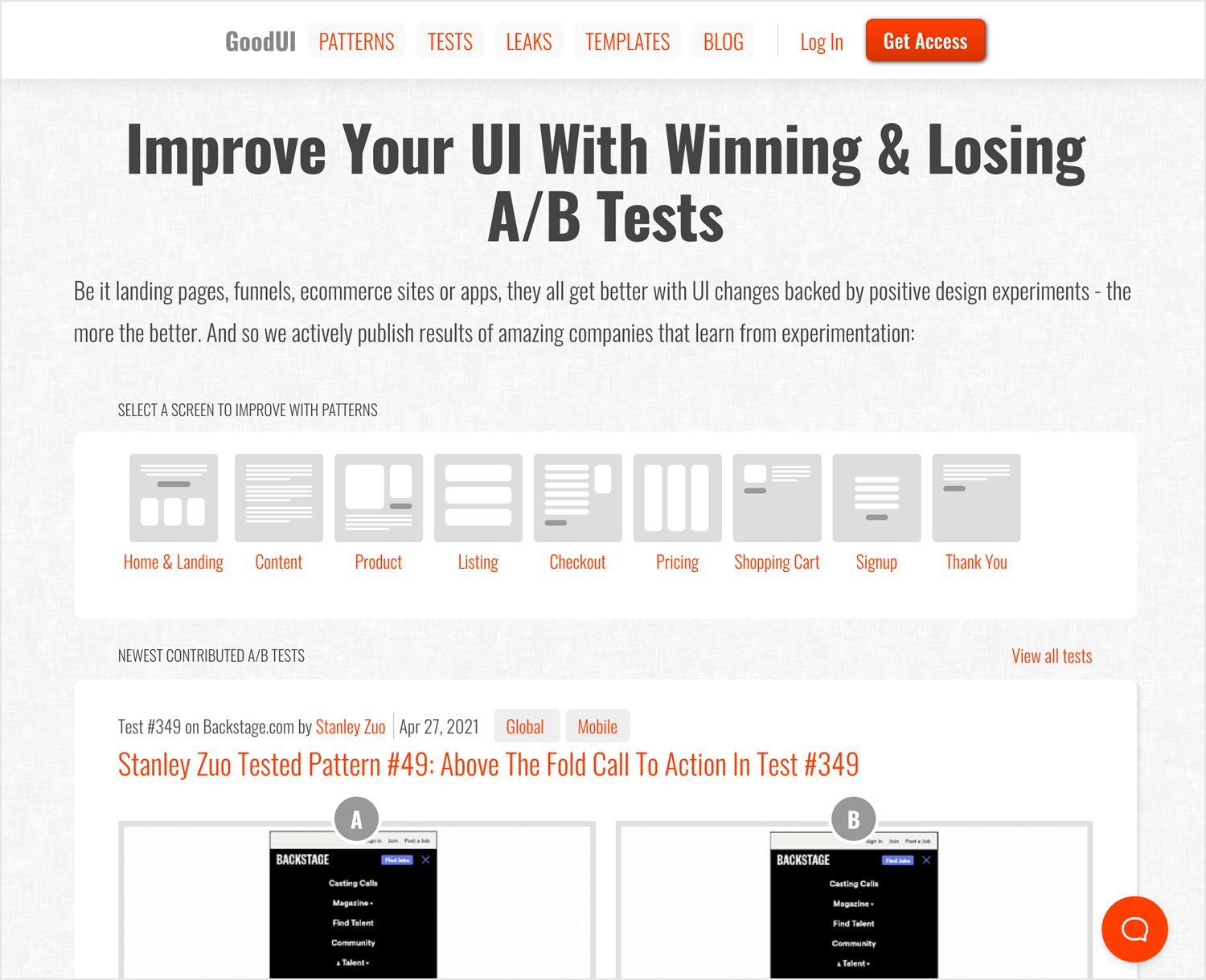 GoodUI as UX blog for interface design