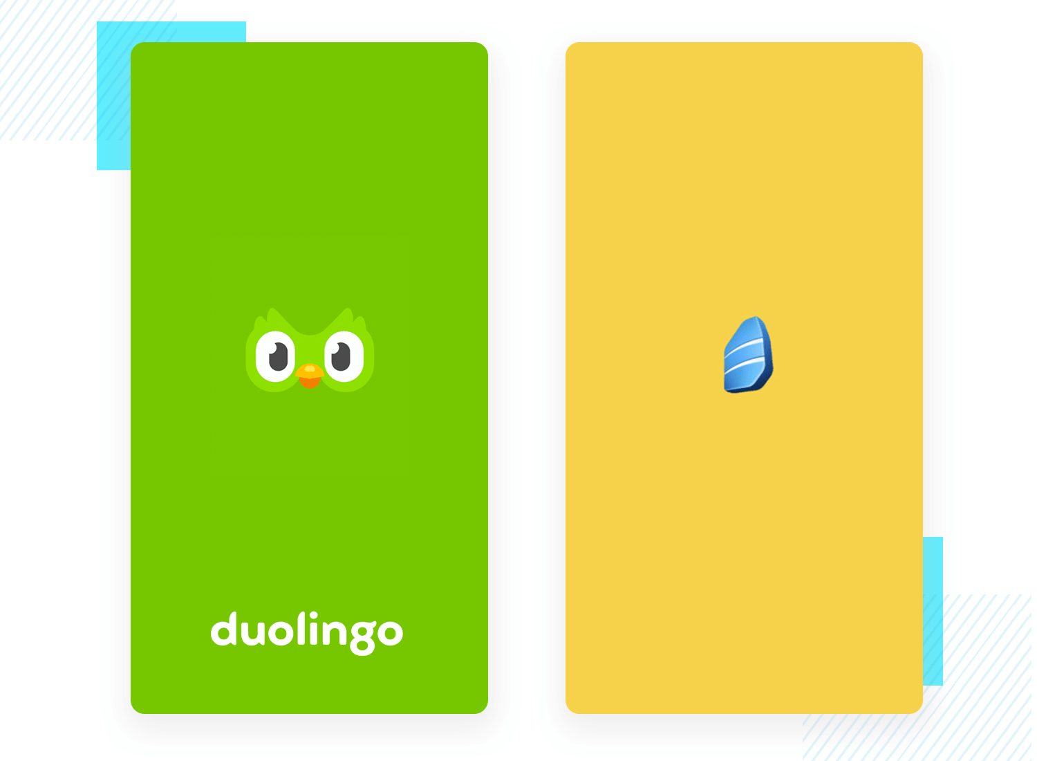 Duolingo and Rosetta Stone splash screen examples