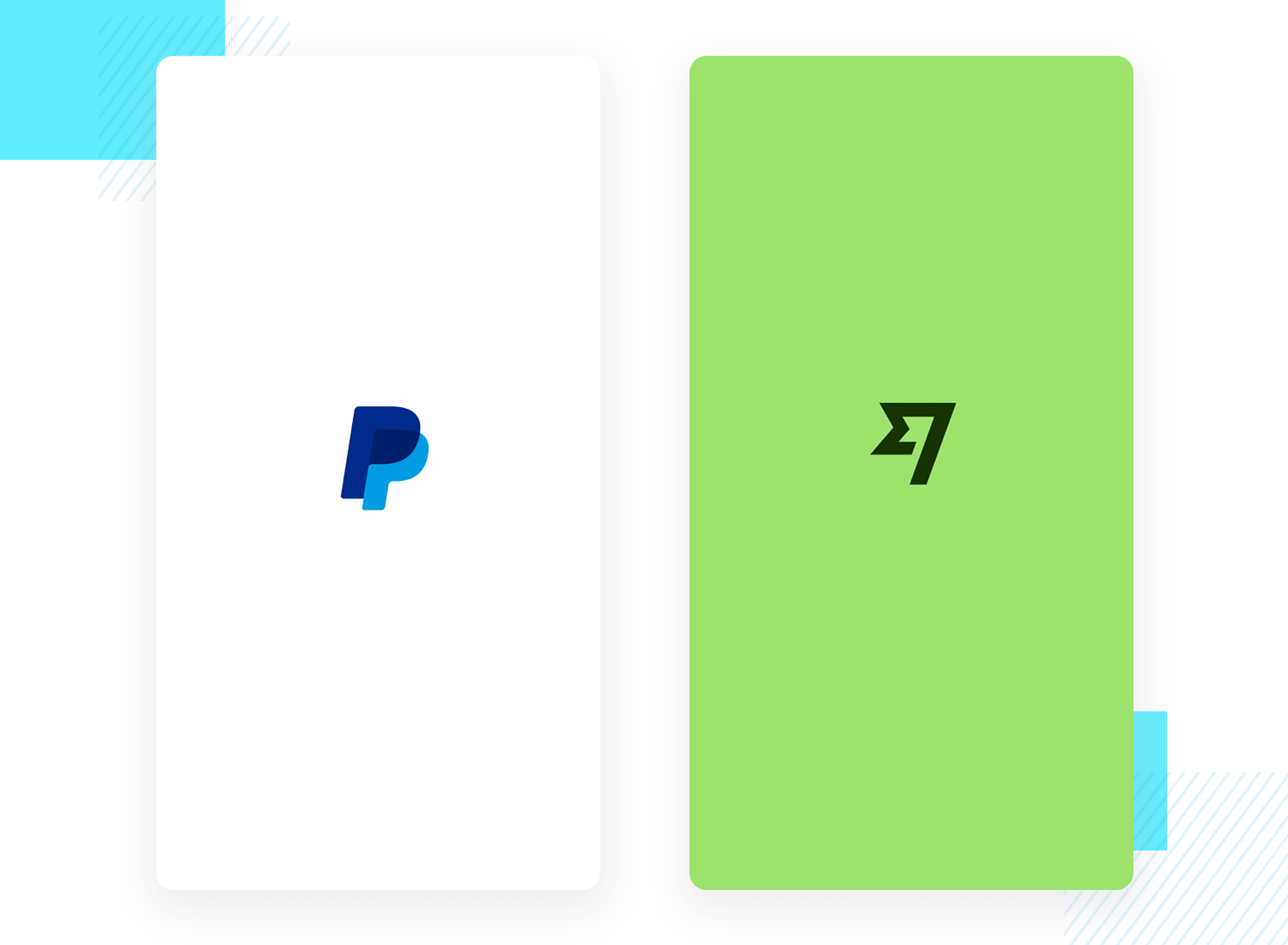 Paypal and Wise splash screen examples