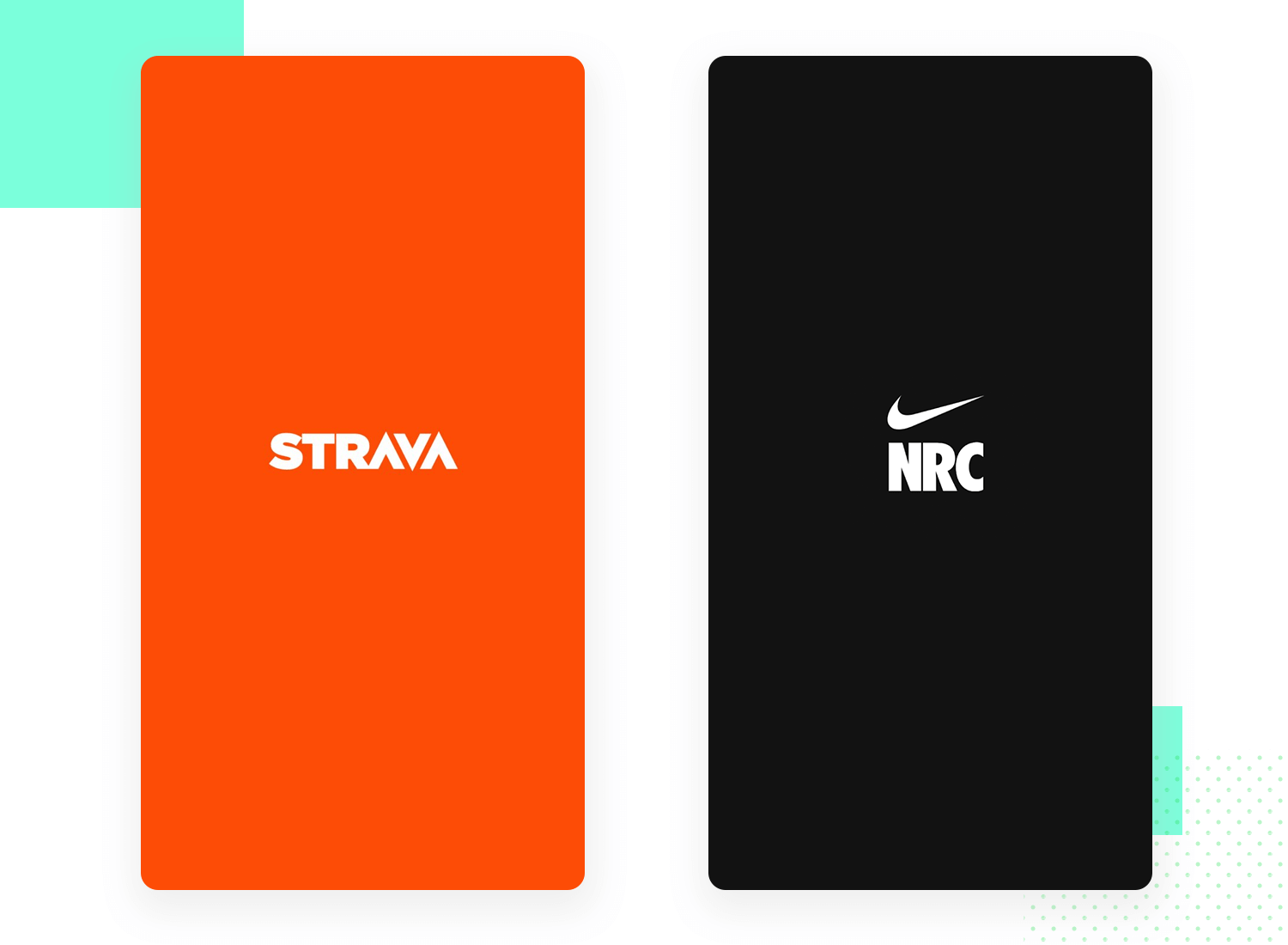Strava and Nike Run Club splash screen examples
