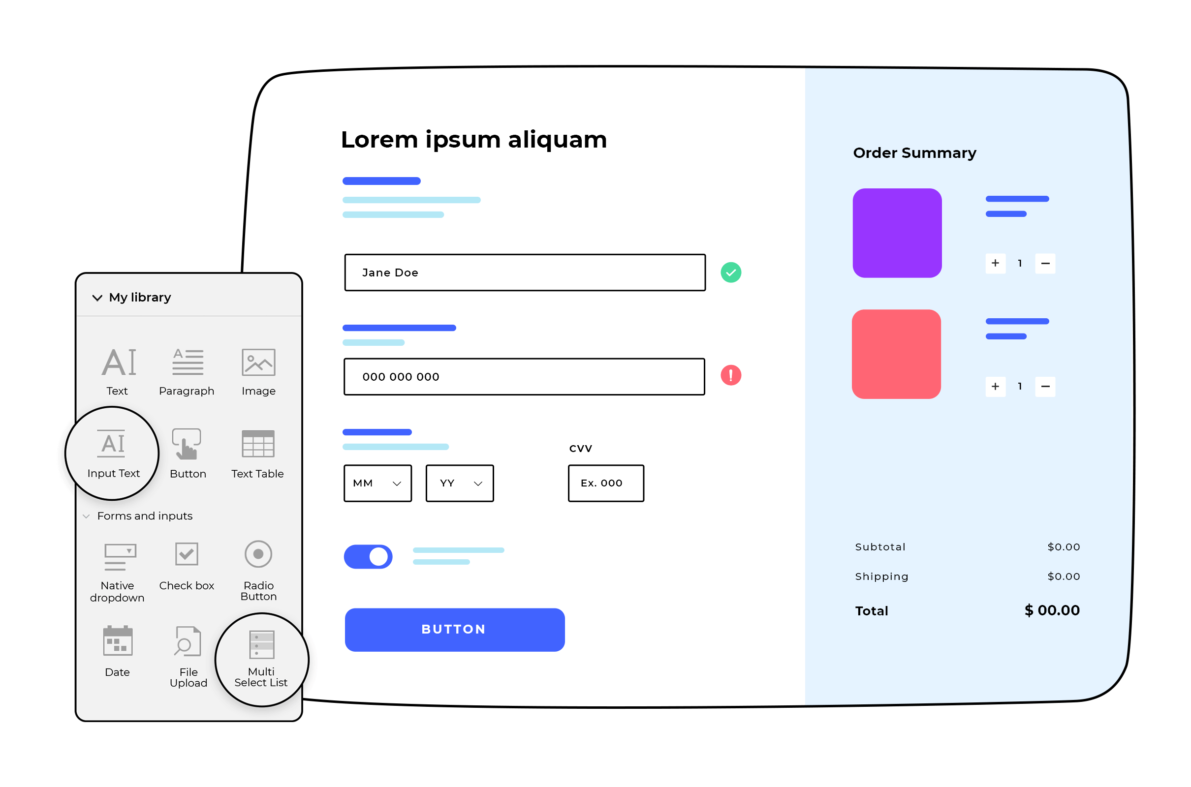 wireframing forms with justinmind