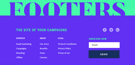 Examples of footer designs for websites