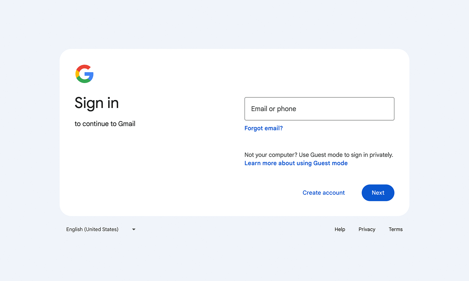 login page example google