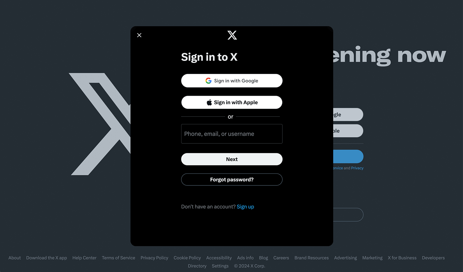 login page example x