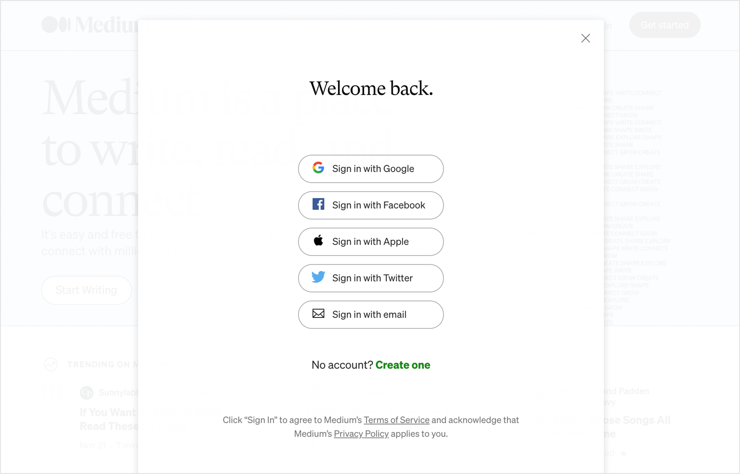 medium login form