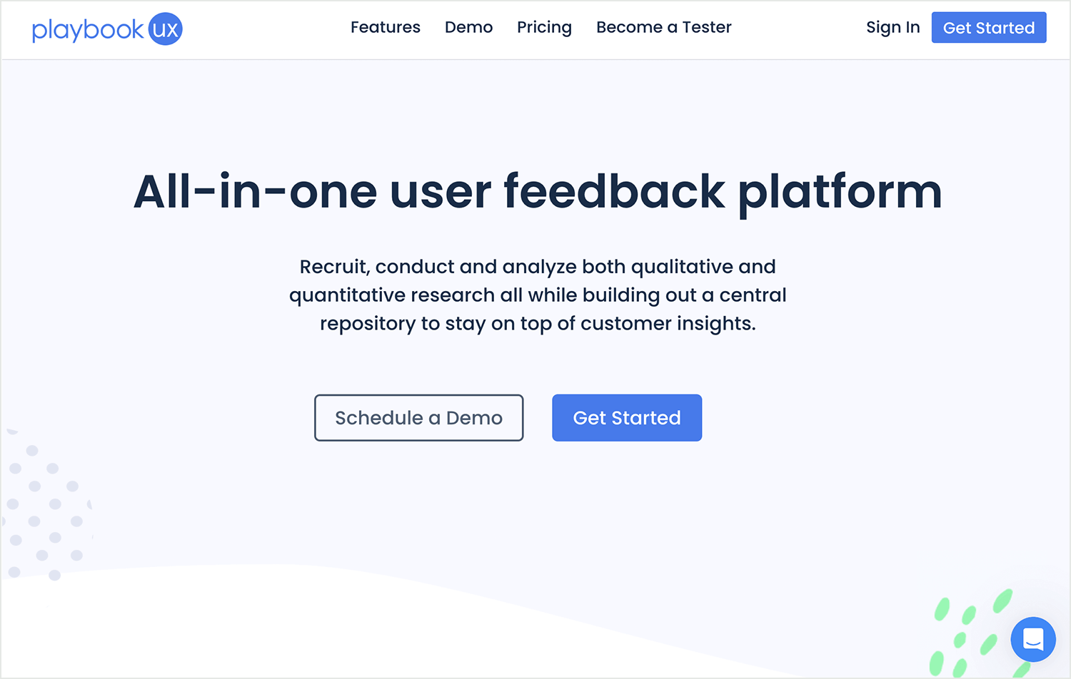 Playbook UX all-in-one user feedback platform interface