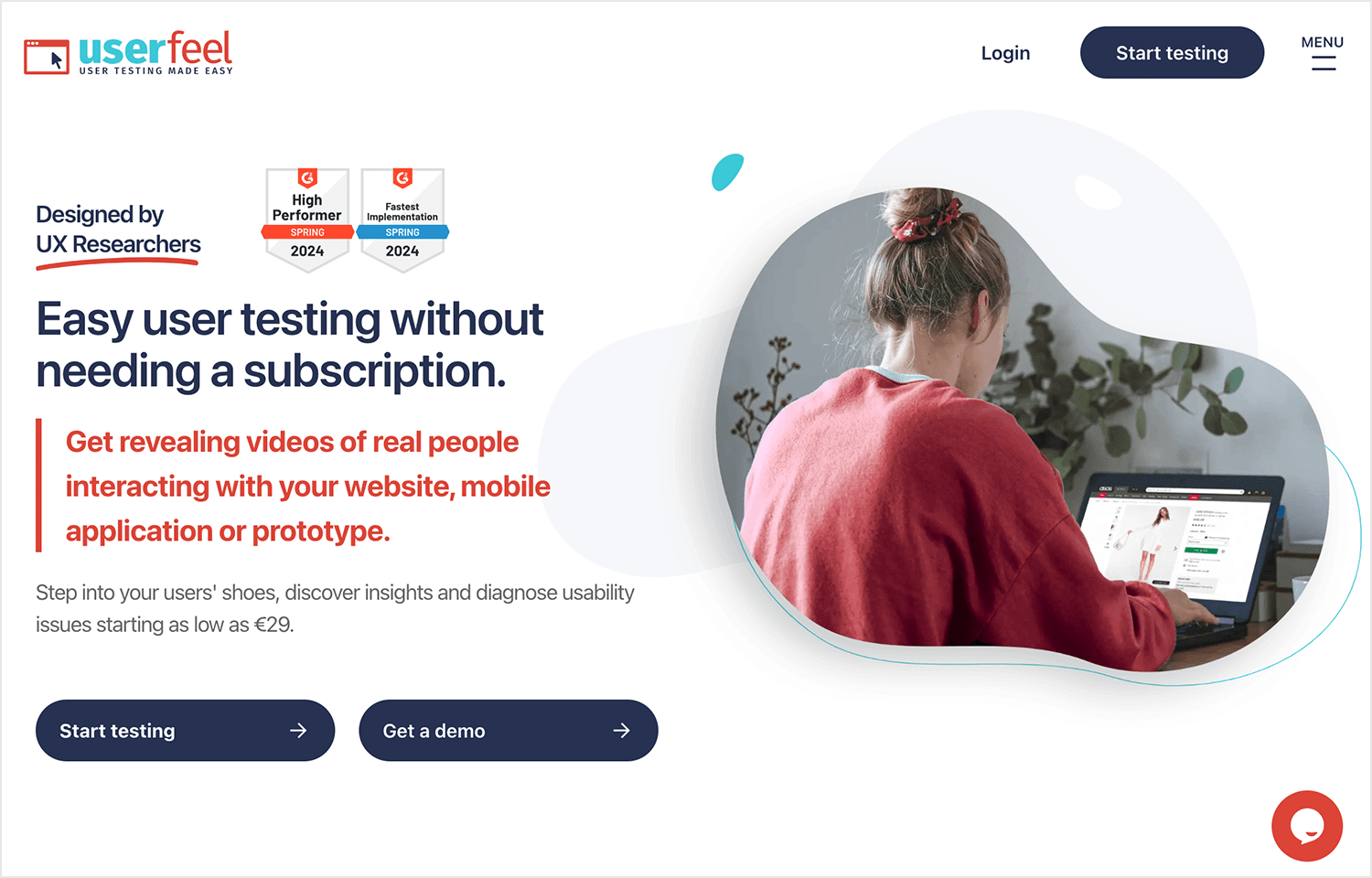 Userfeel easy user testing platform interface