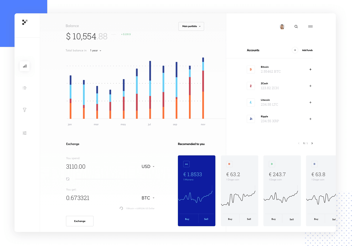 cryptocurrency dashboard - justinmind