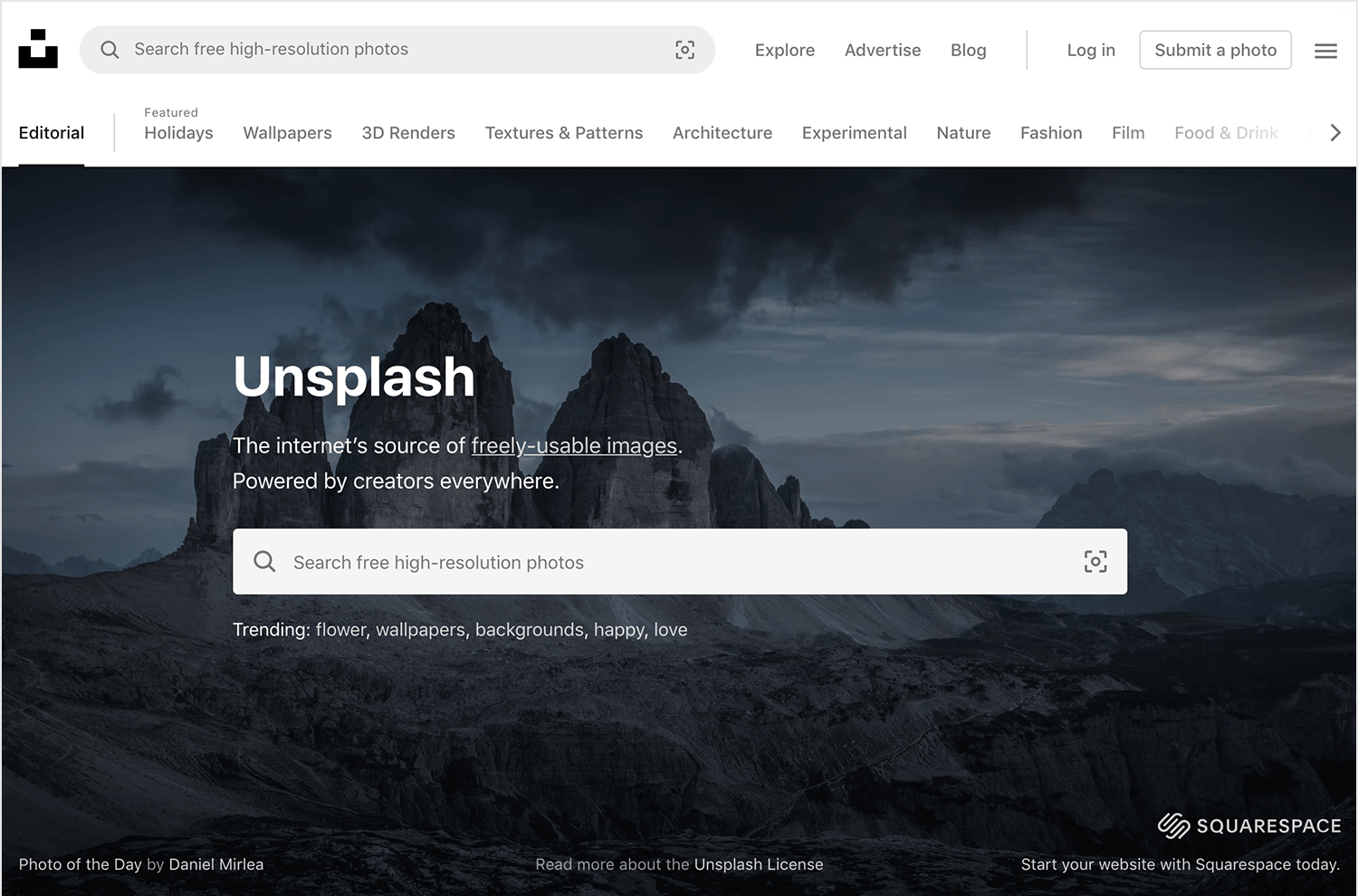 unsplash- free resource for website backgrounds