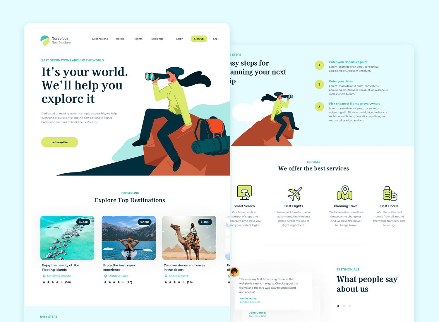 free website mockups - trip planning