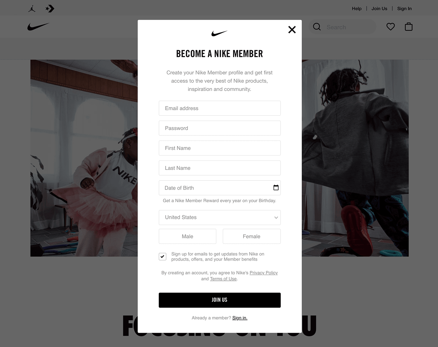 nike sign up