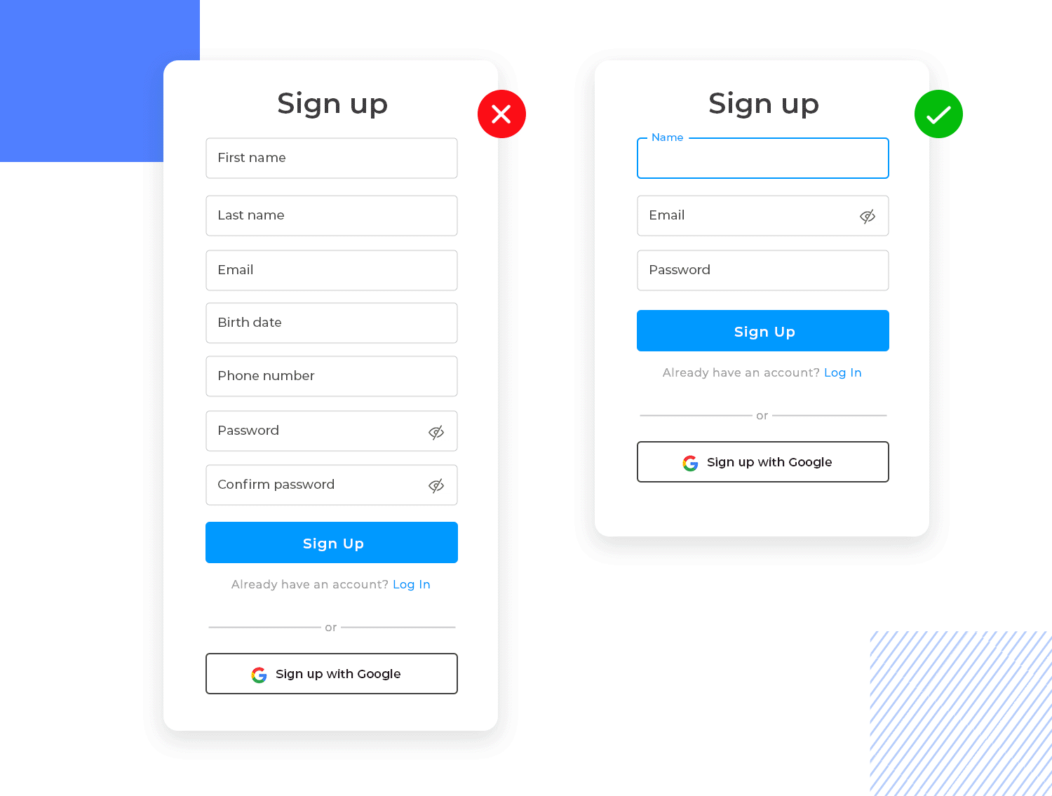 sign up page design benefits