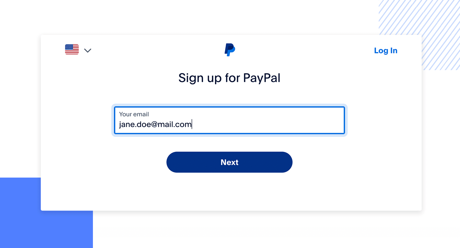 sign up page design paypal