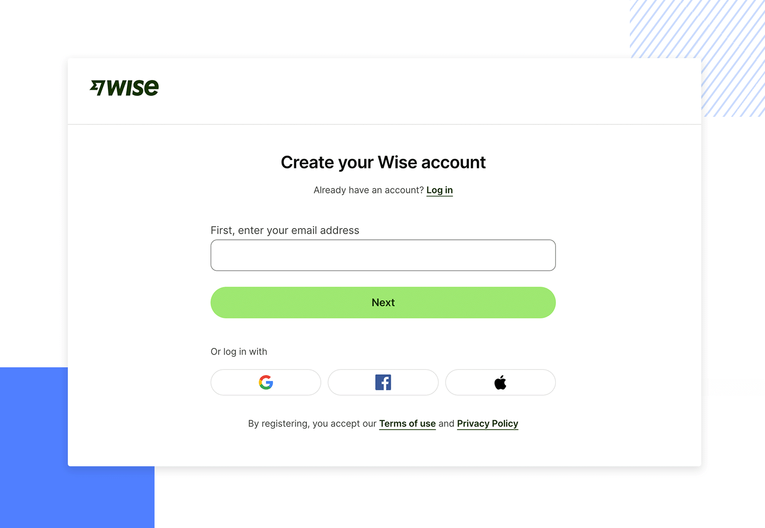 sign up page design wise
