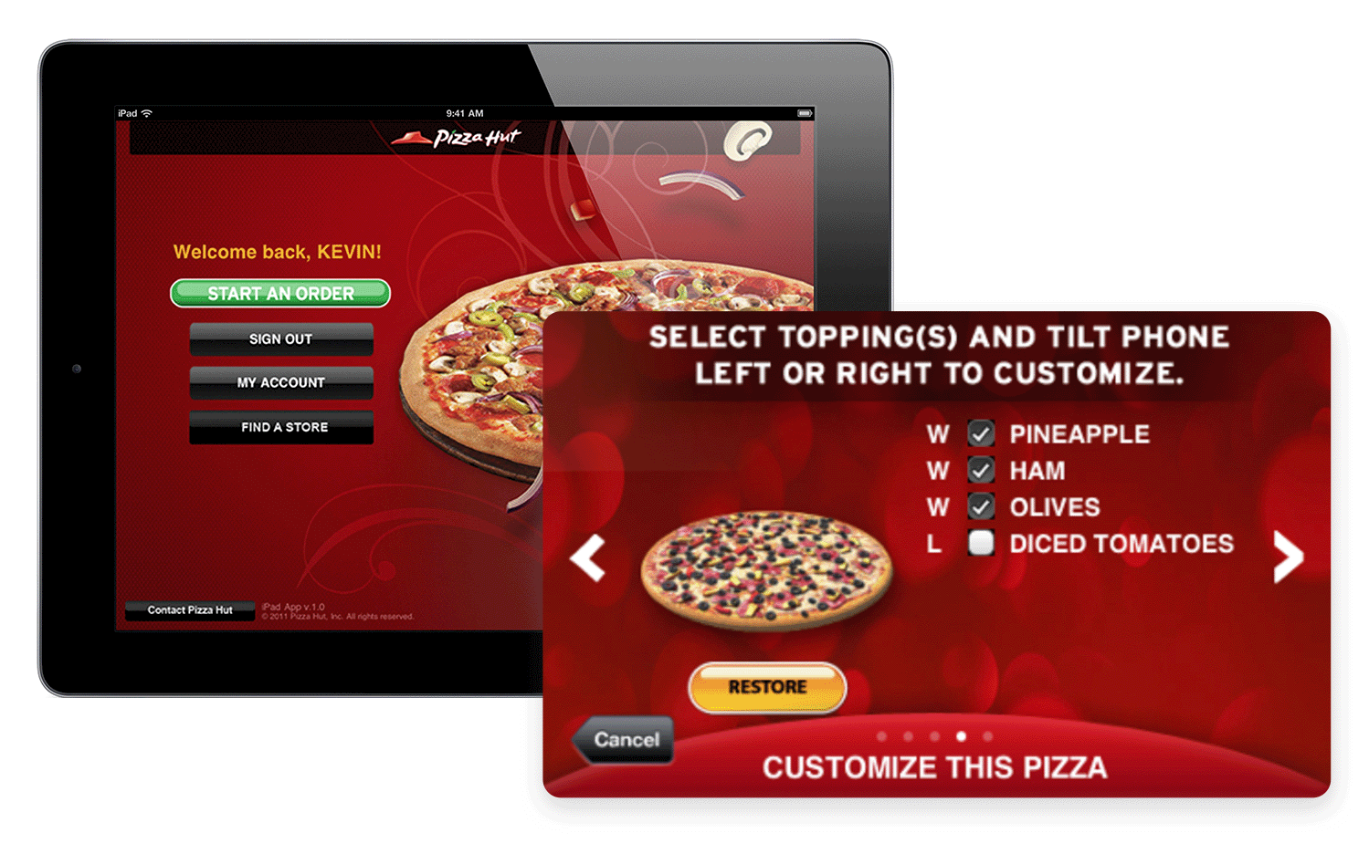 skeuomorphism examples pizza hut