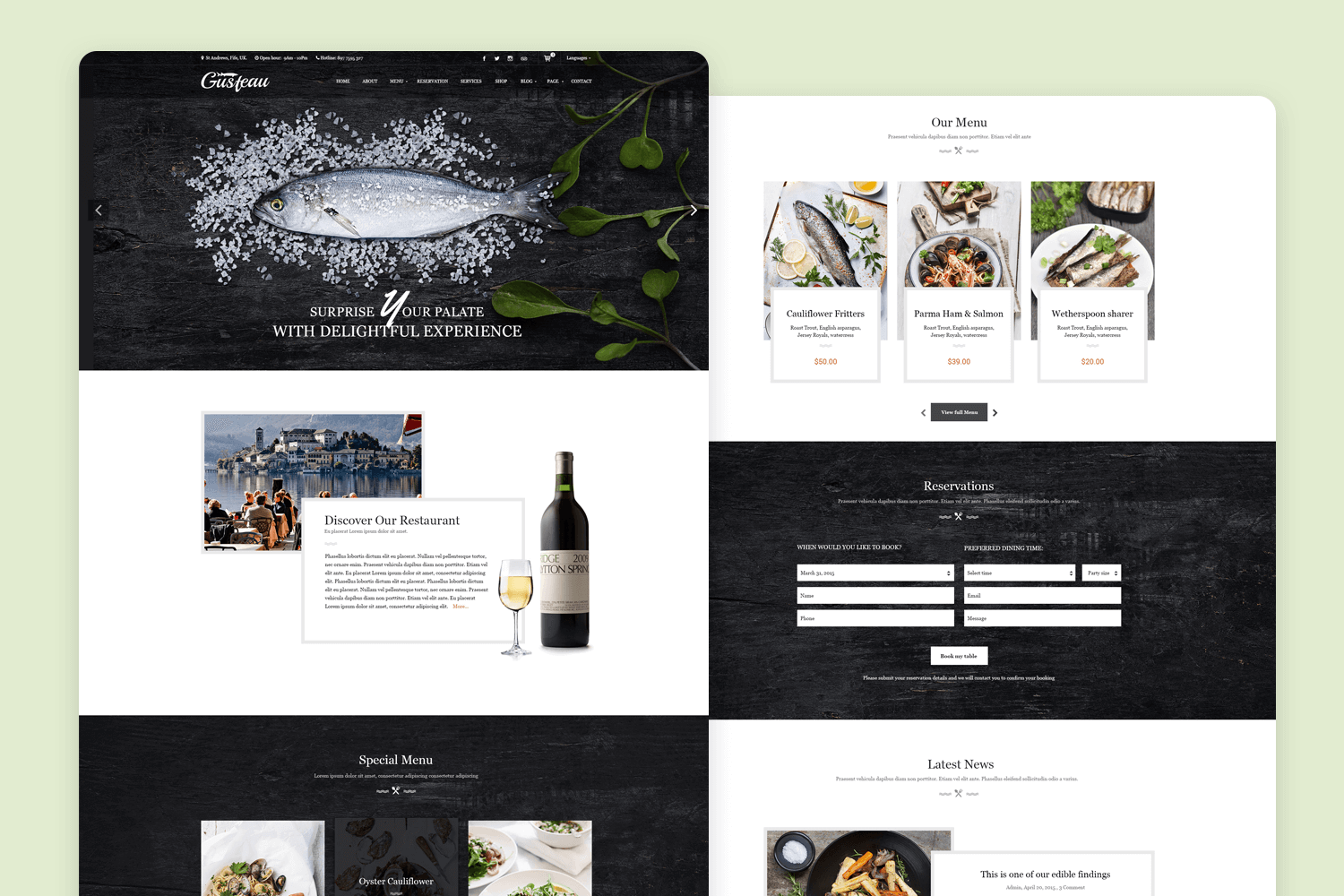 website mockup design - gusteau