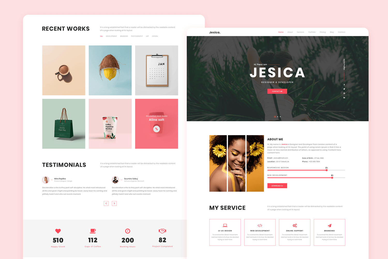 website mockup design - jesica