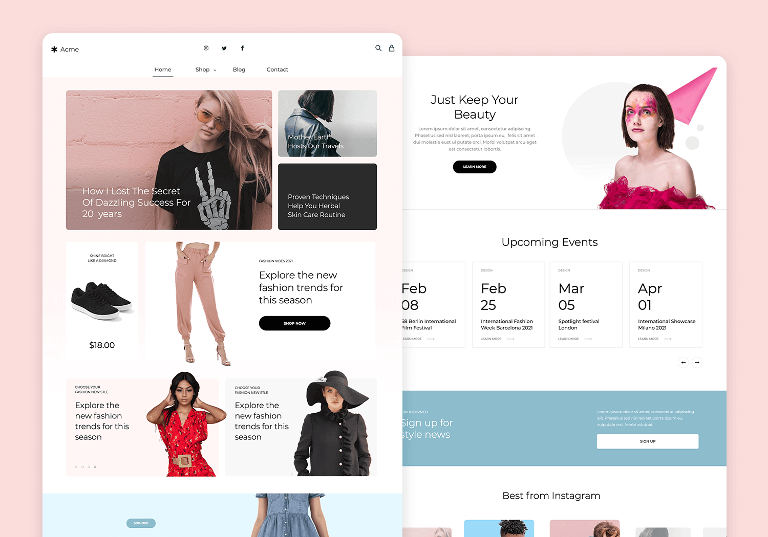 website mockup examples - fashion