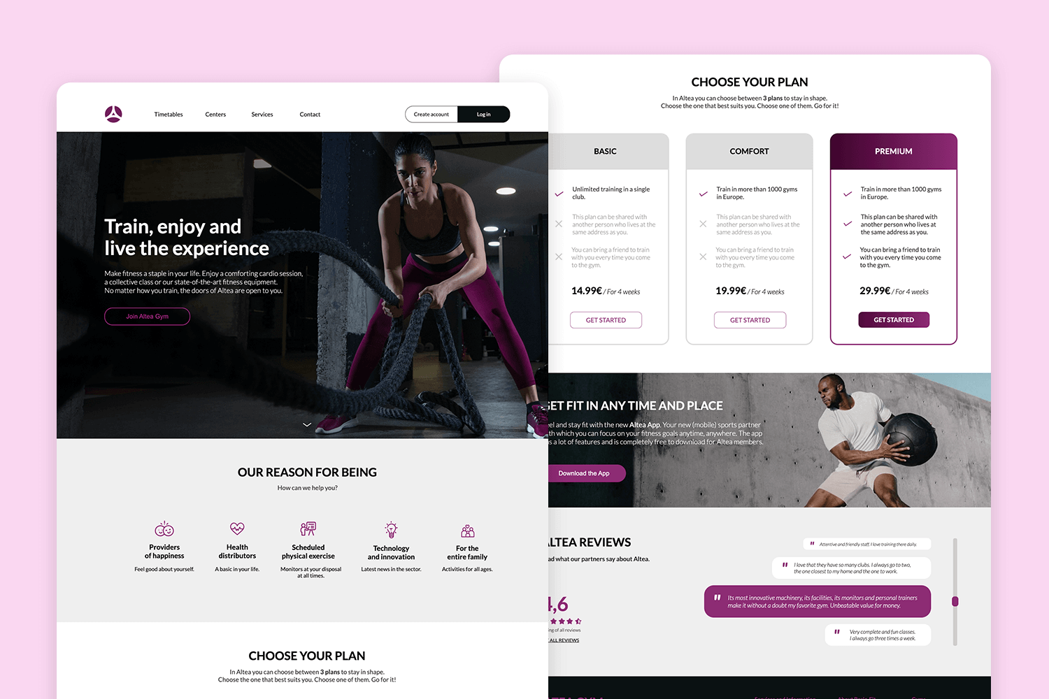 website mockup examples - fitness