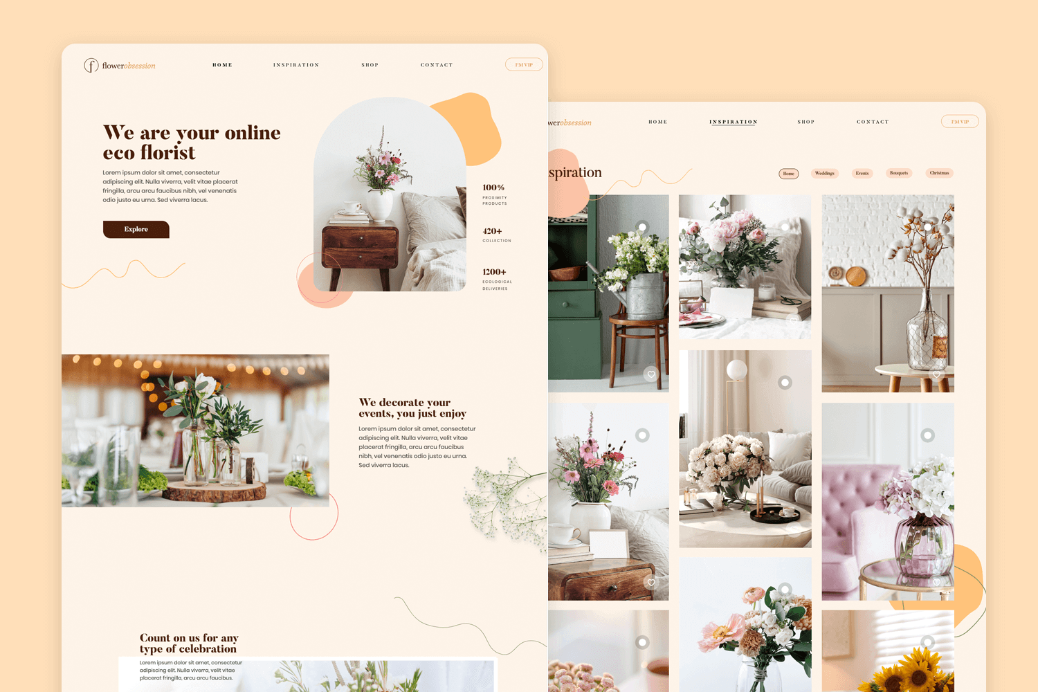 website mockup examples - florist