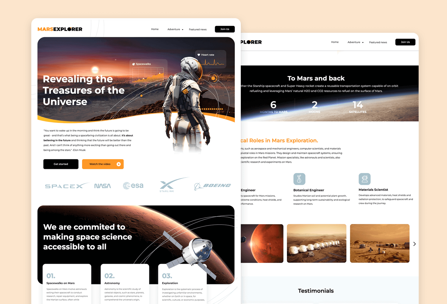 website mockup examples - mars